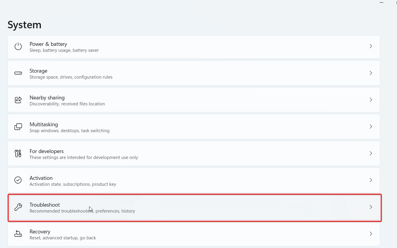 troubleshoot system settings