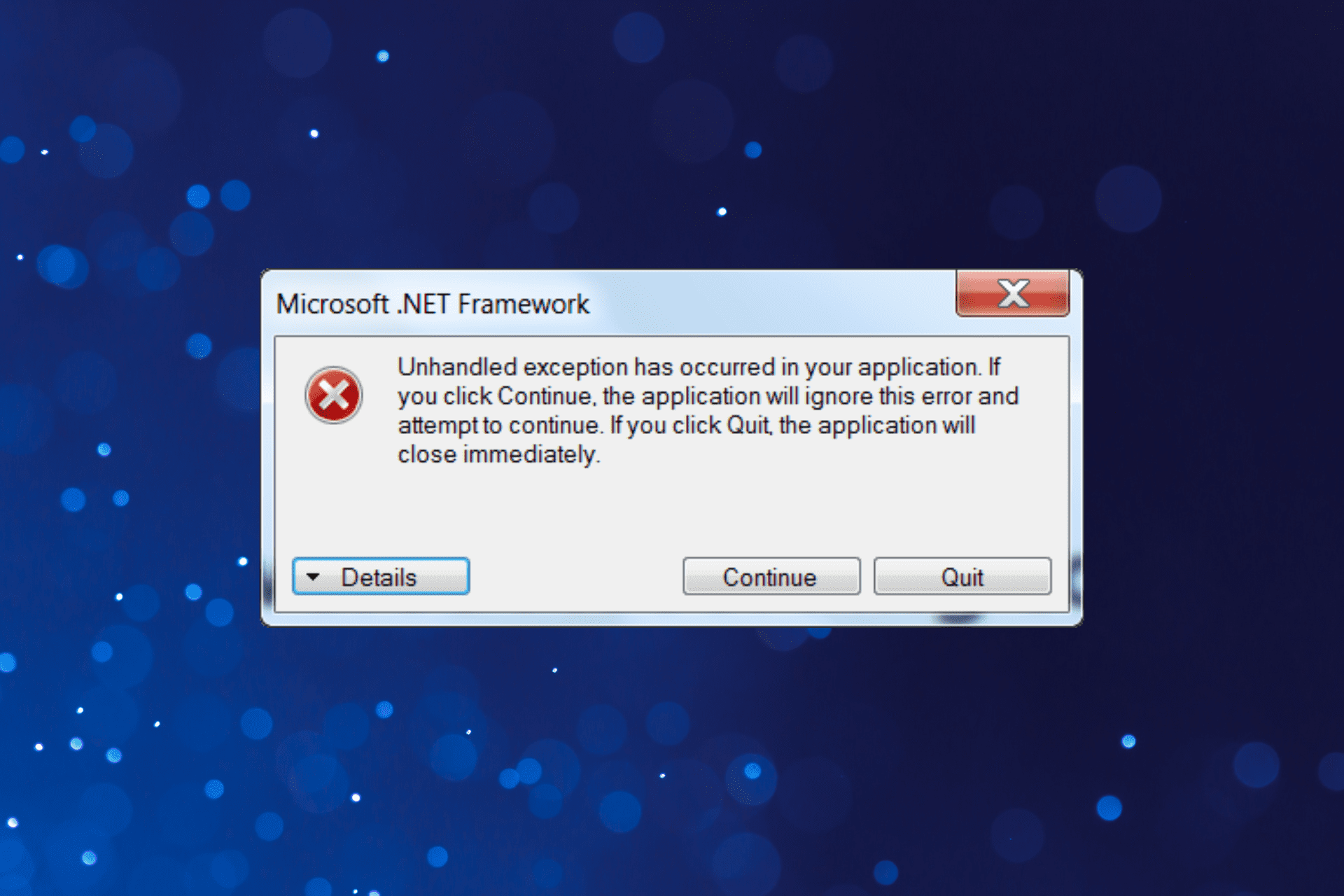 fix unhandled exception error in Windows 10