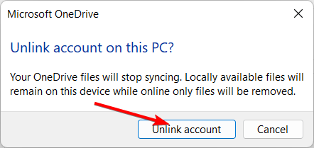 unlink-acc onedrive red x