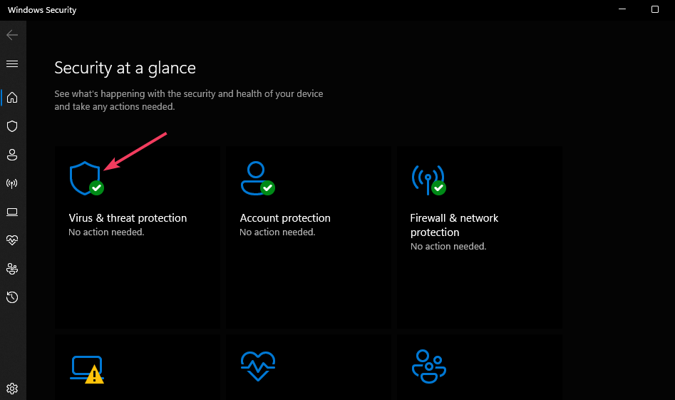 The Virus & threat protection option windows 11 display settings not working