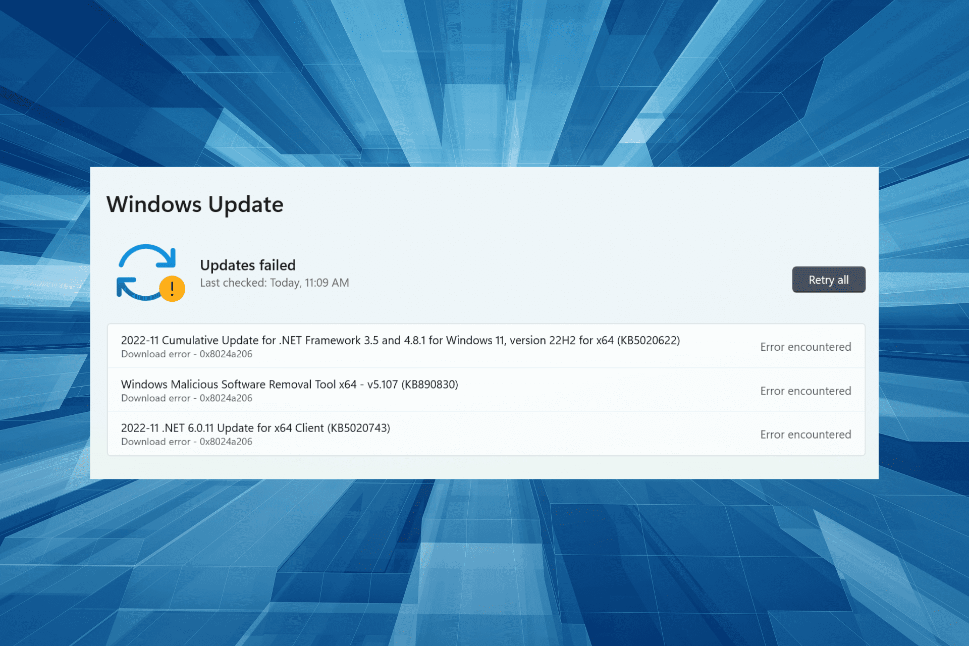fix 0x8024a206 update error in Windows 11