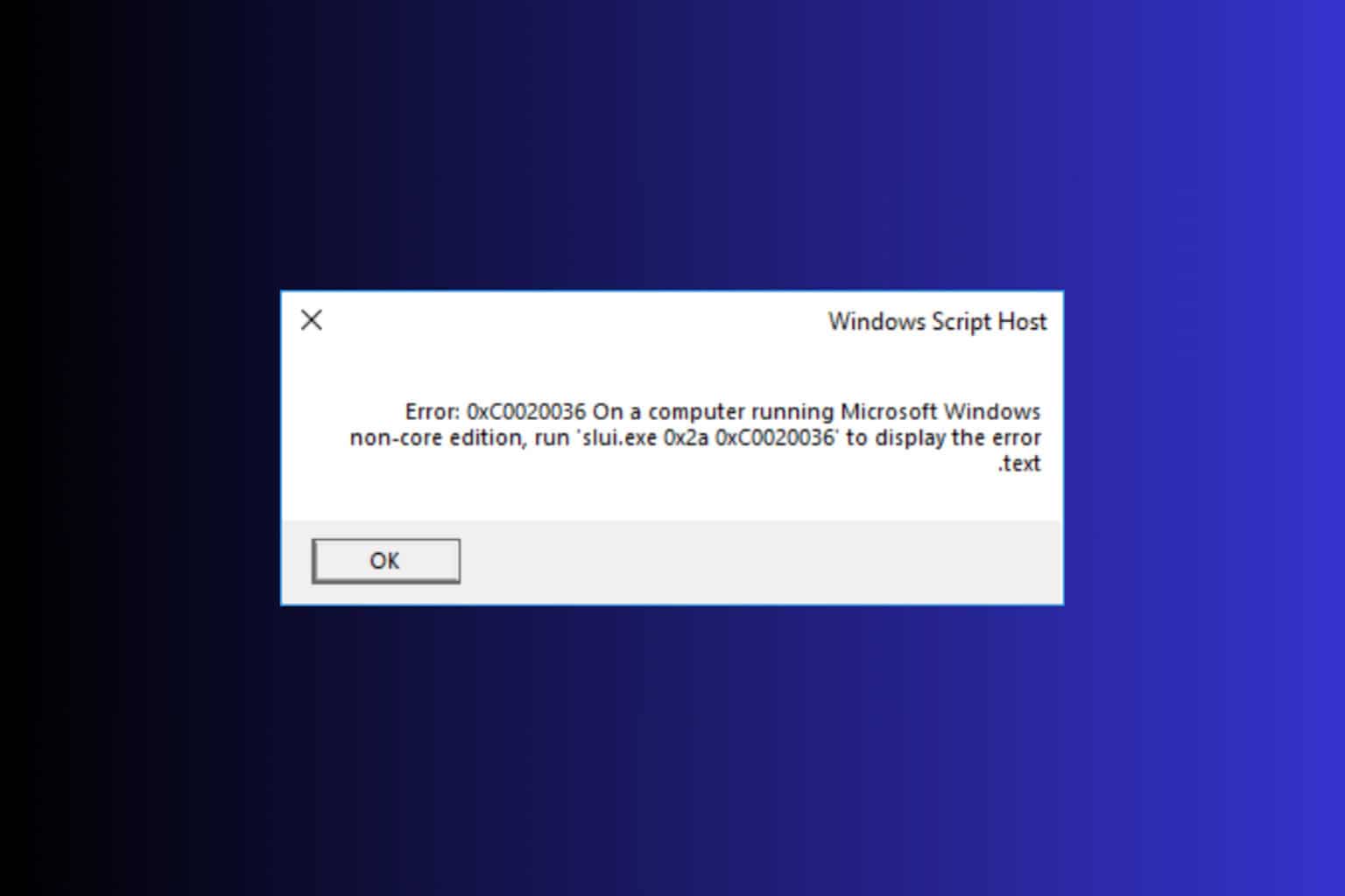 How to fix the 0xc0020036 error