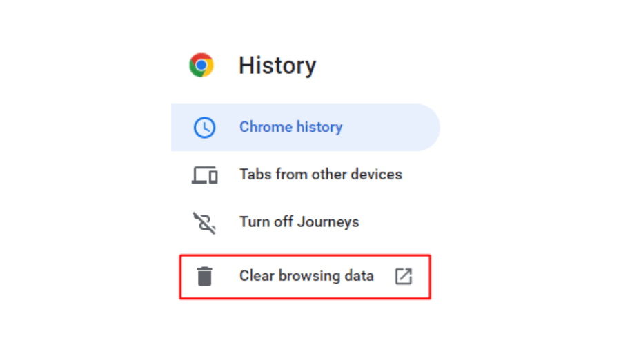 Clear Browsing data in Google Chrome