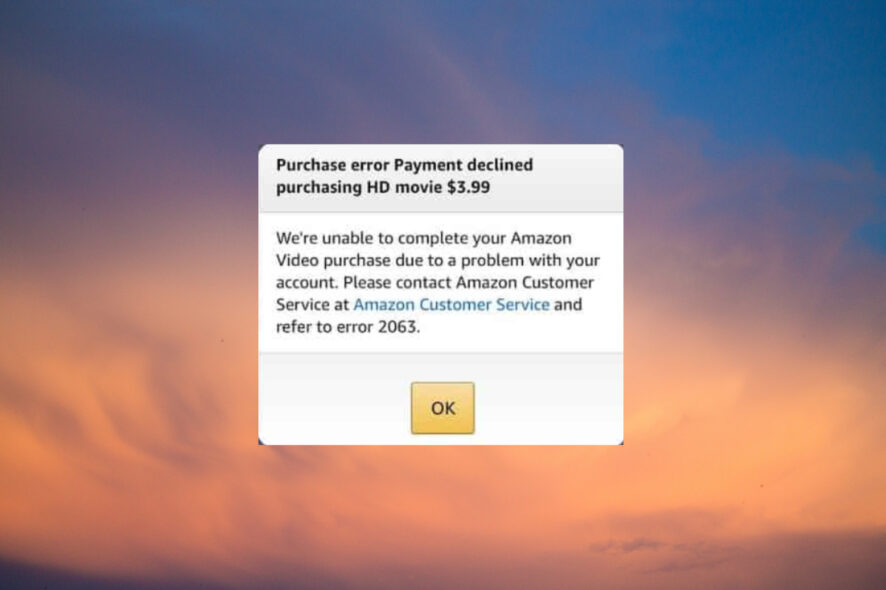 Hot to fix Amazon Error 2063