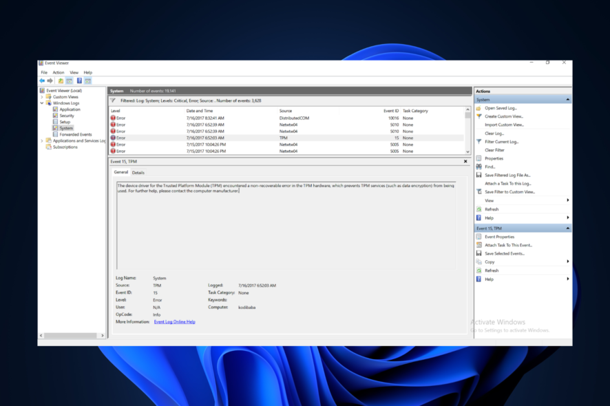 Event ID 15 How to Fix This TPM BSOD Error