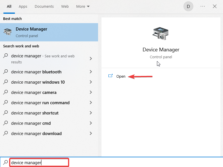 Open Device manager | change default camera windows 10