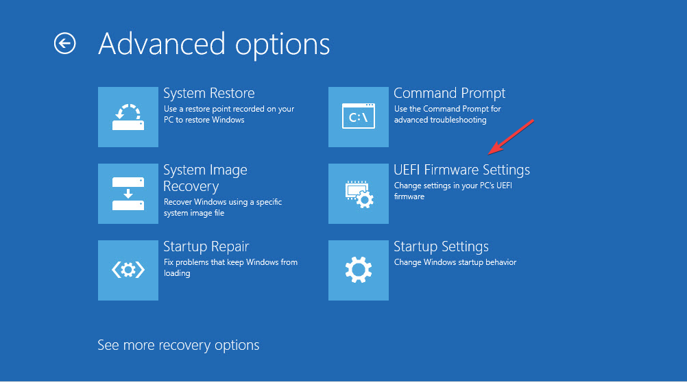 Then, navigate to Troubleshoot followed by Advanced Options: UEFI Firmware Settings | Hyper V not booting from ISO