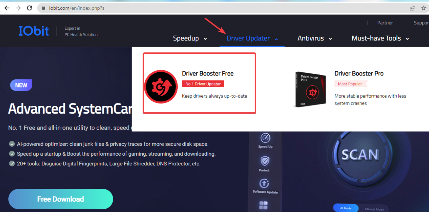 IObit Driver Booster is a free Device Driver updater for Windows PC