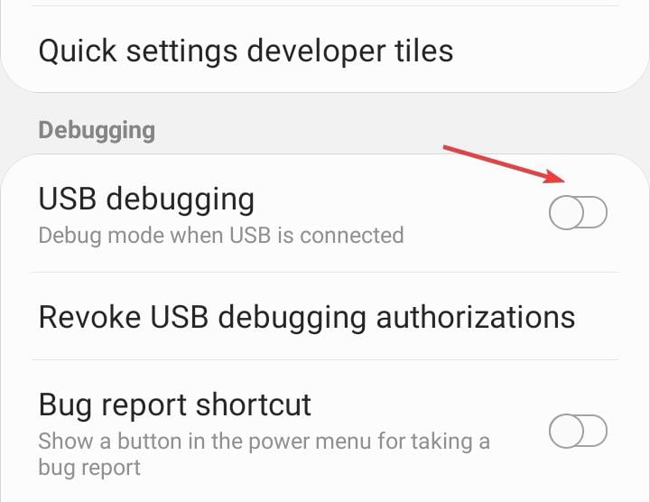 usb debugging to fix phone not connecting to pc