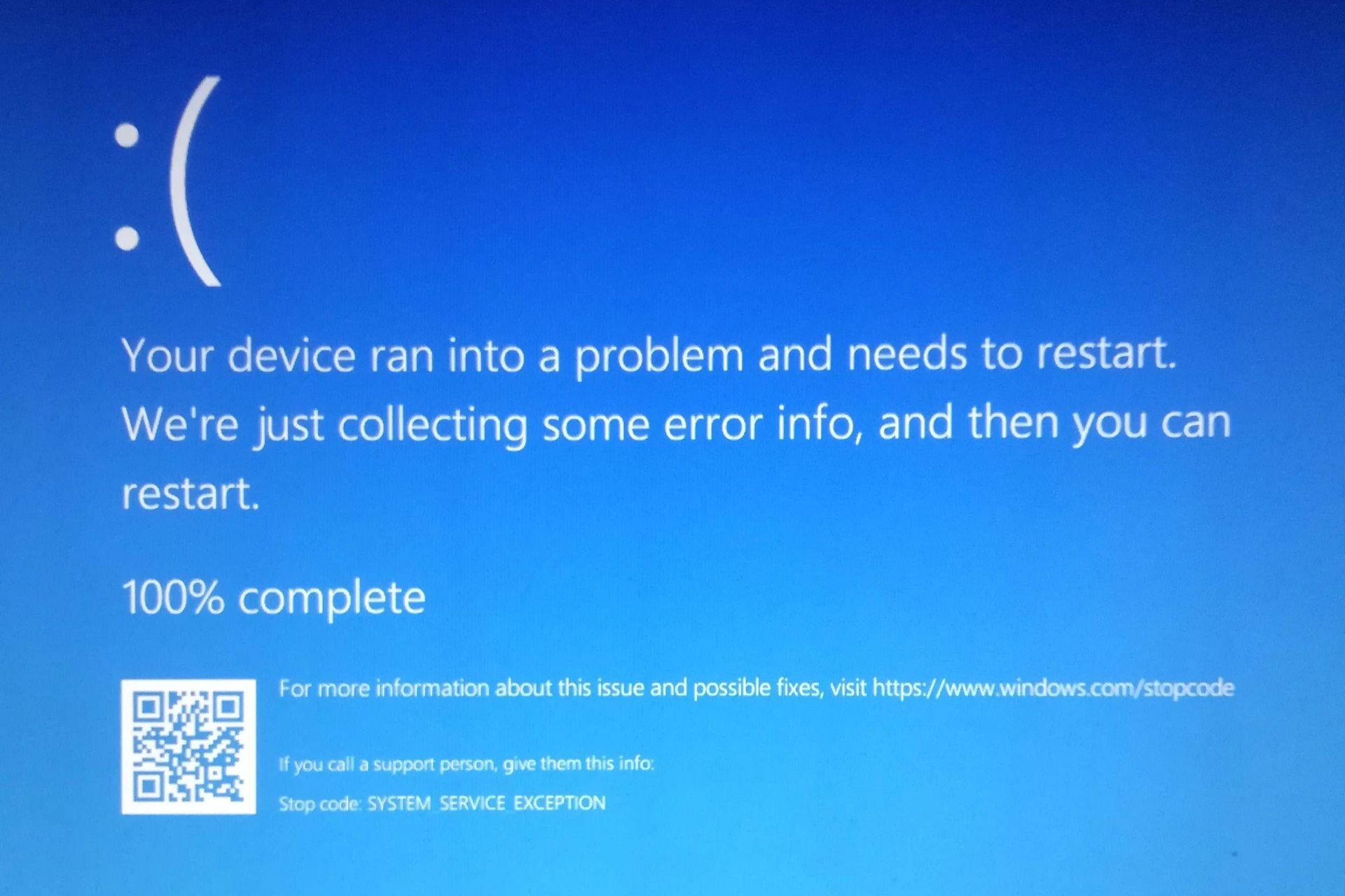 system service exception windows 10