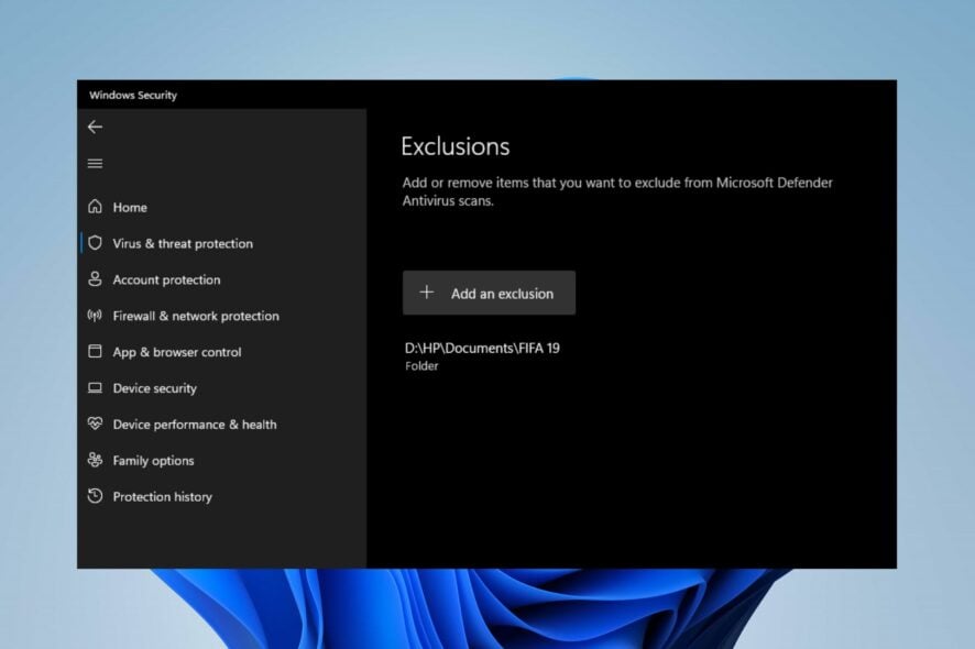 windows defender exclusions not working