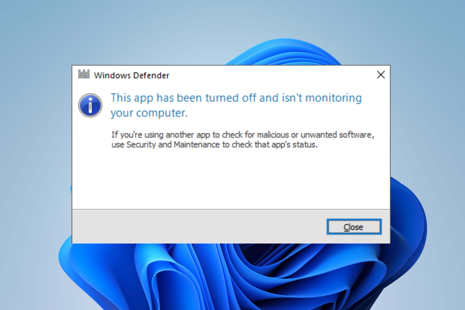 this app has been turned off and isn't monitoring your computer