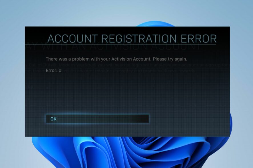 error connecting to activision account