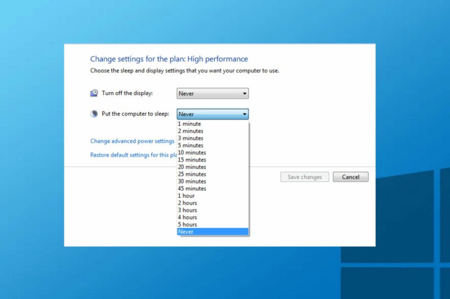 change sleep setting windows 7