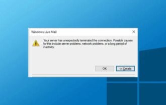 windows live mail your server has unexpectedly terminated the connection