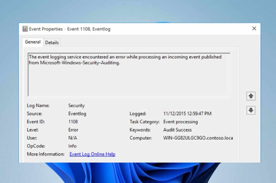 vent id 1108: how to fix this windows security error