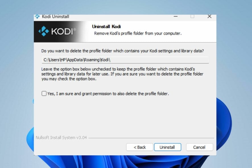 uninstall kodi