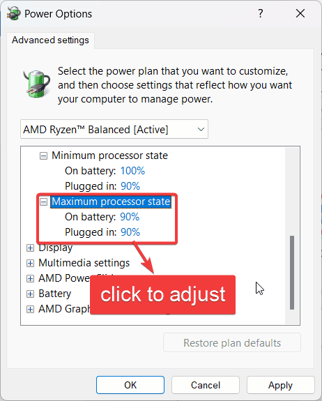 adjust maximum processor state