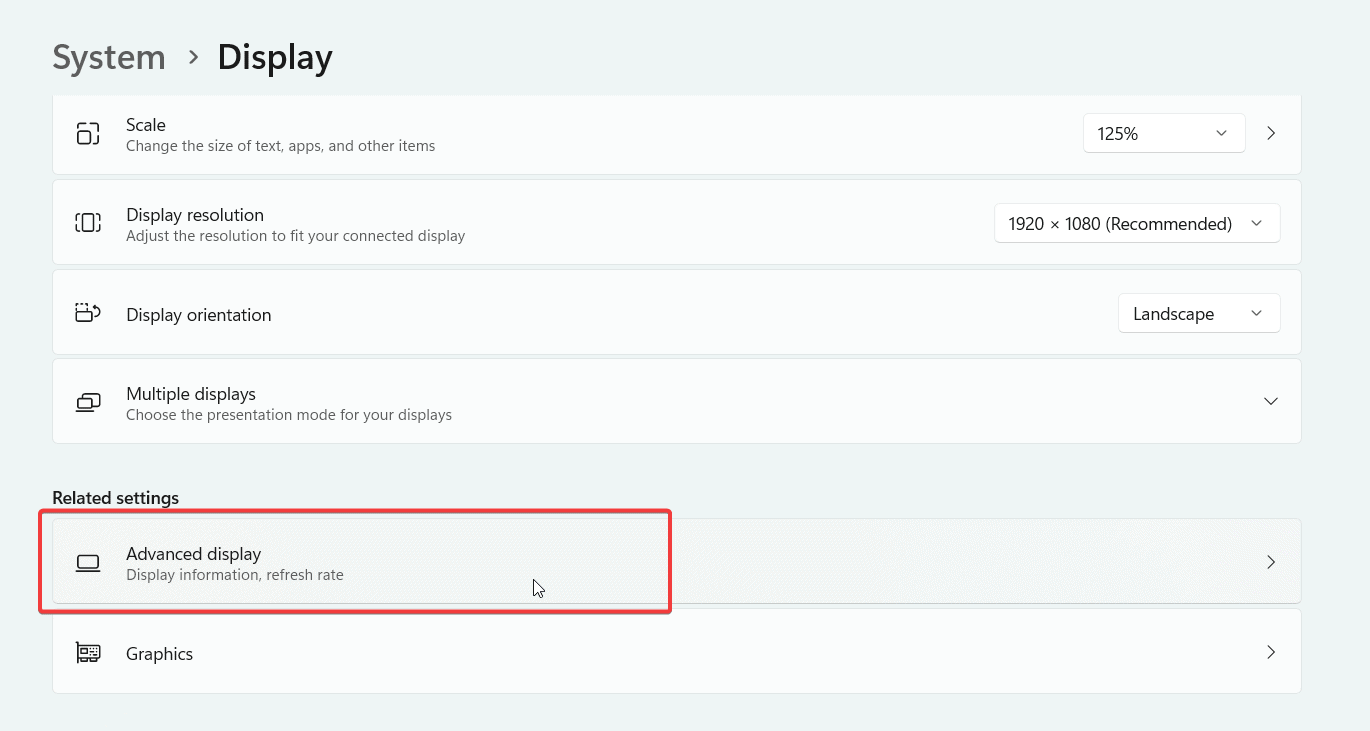 advanced display settings