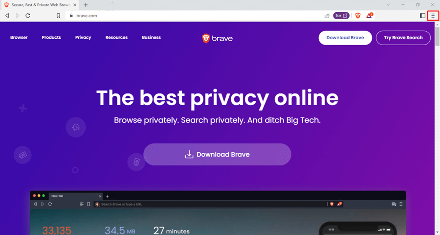 brave browser home screen settings