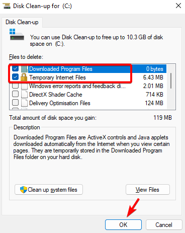 delete Downloaded Programs, Temporary Internet Files, Thumbnails, Recycle Bin