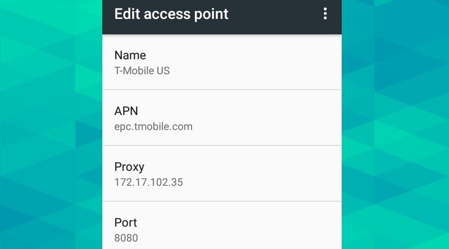 android settings edit acces point proxy