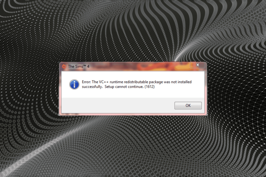 fix error the vc++ runtime redistributable in Sims 4