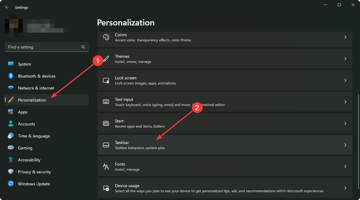 going taskbar settings windows 11