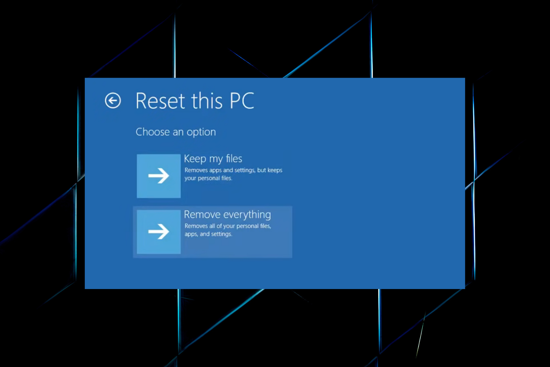 factory reset a Windows 10 PC without settings