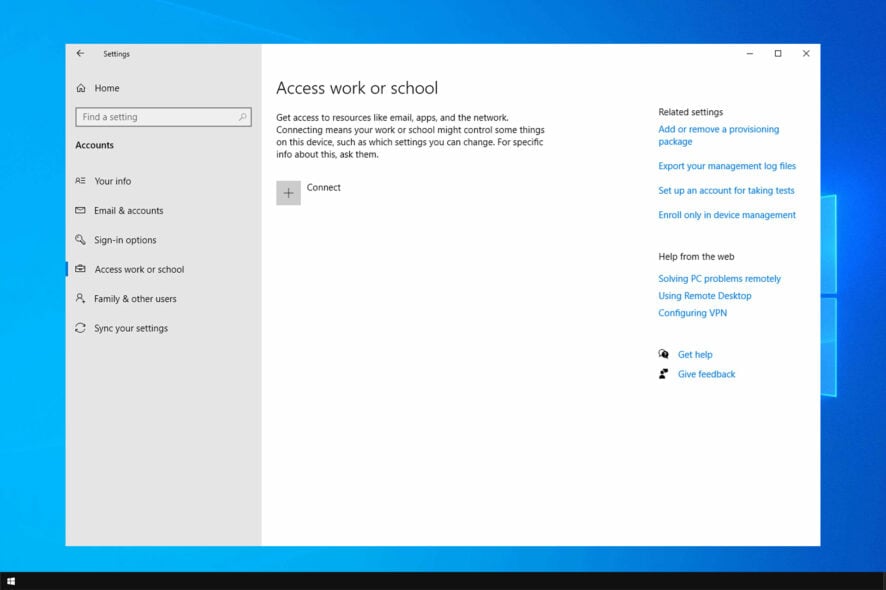 how to remove a work or school account from windows 10