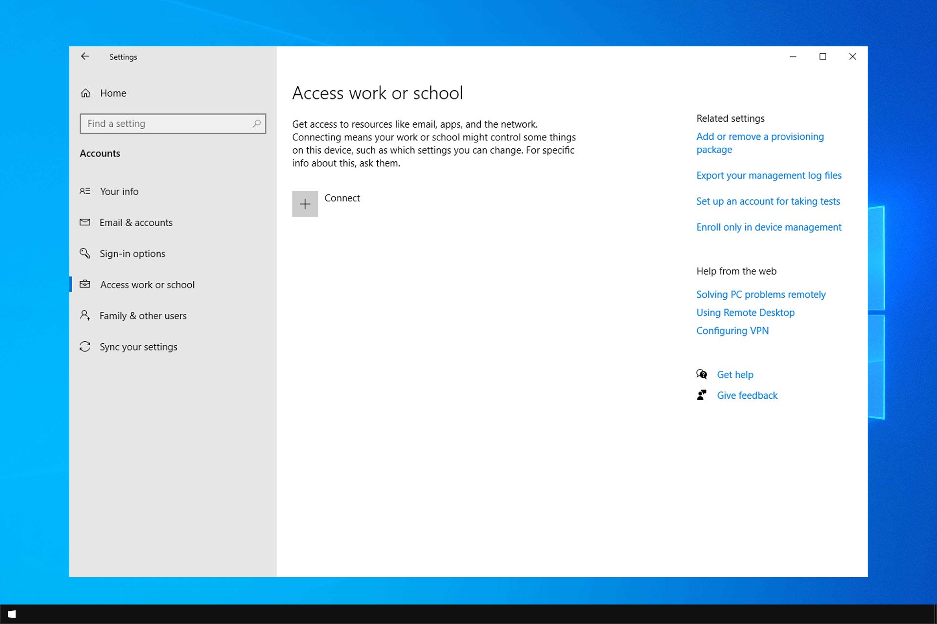 how to remove a work or school account from windows 10