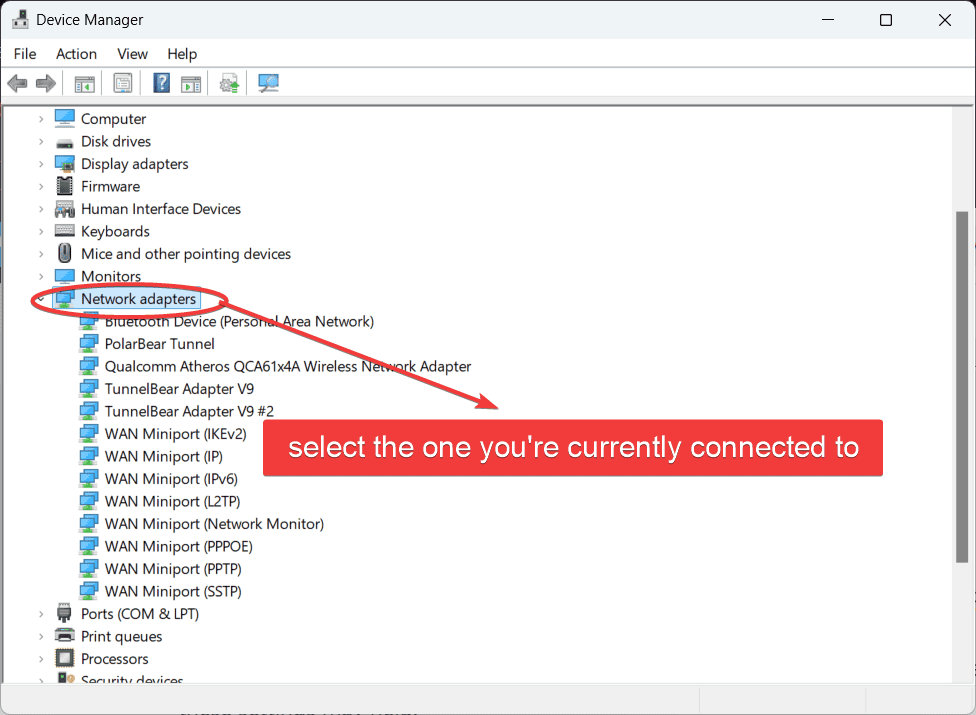 network adapters in device manager