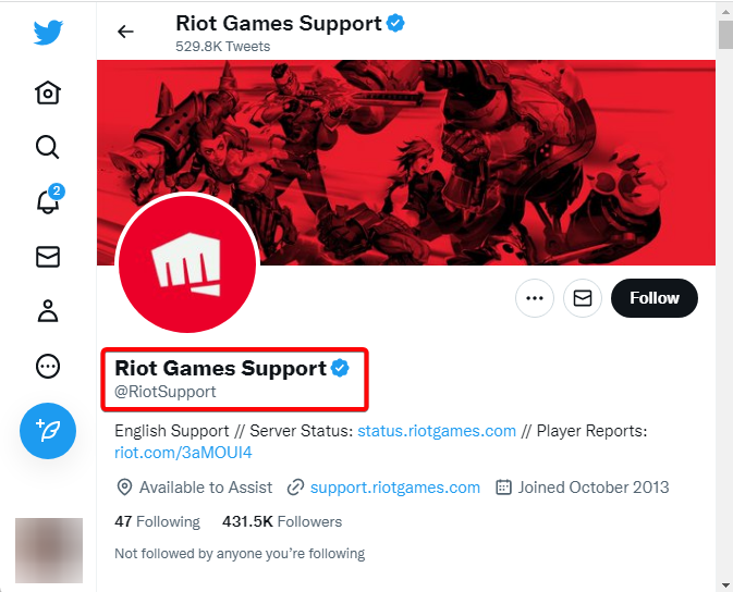 riot games support twitter
