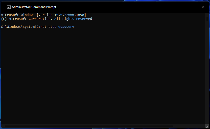 net stop command error 0xc1900223
