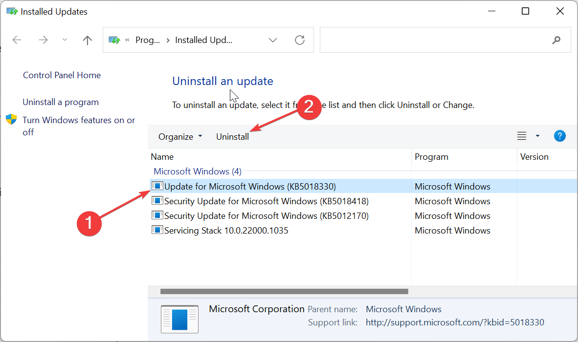 uninstall option programs closing by themselves windows 11