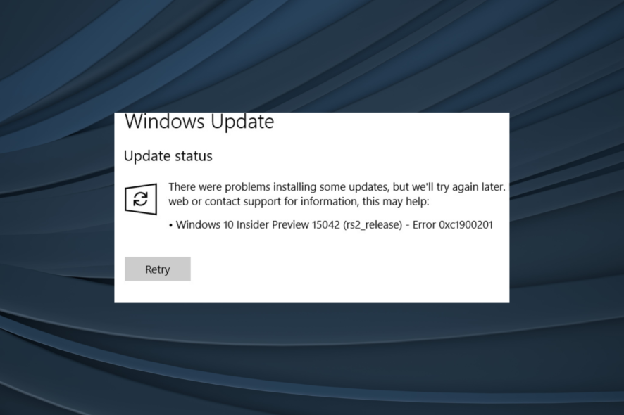 fix Windows Update 0xc1900201 error