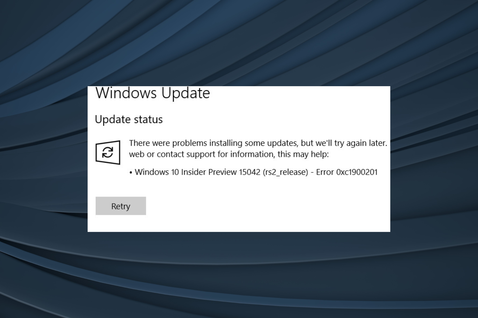 fix Windows Update 0xc1900201 error