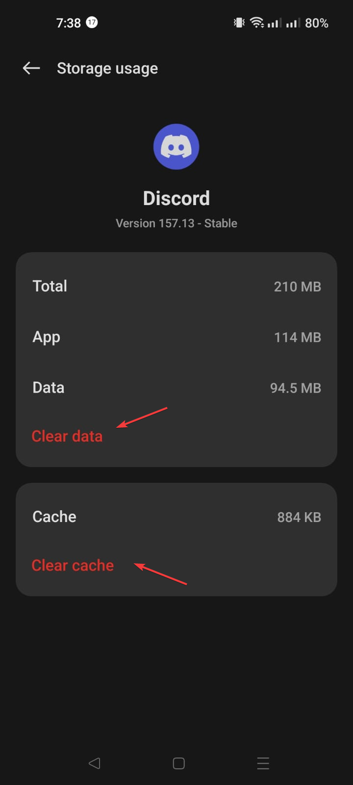 Clear data and Clear cache