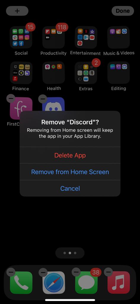 Discord Delete App iPhone