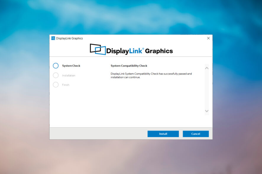 DisplayLink app installation windows