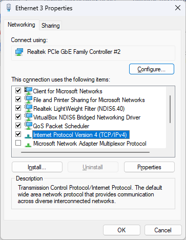 Ethernet properties -Project Playtime Failed to Connect to Server