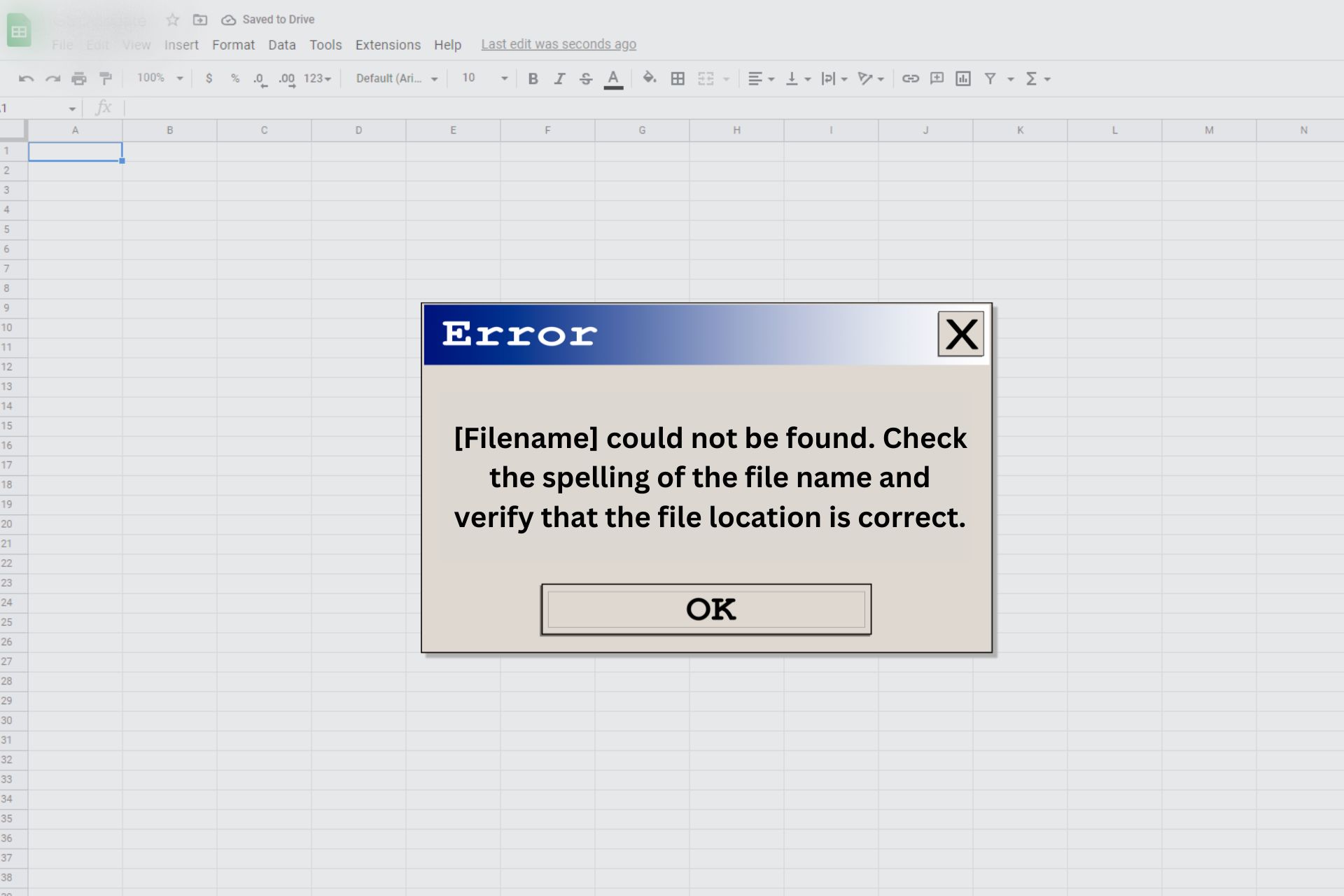 File Could Not Be Found excel