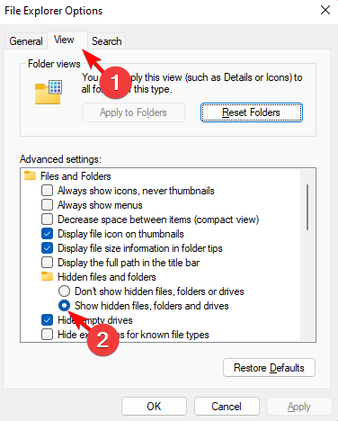  Show hidden files, folders, and drives