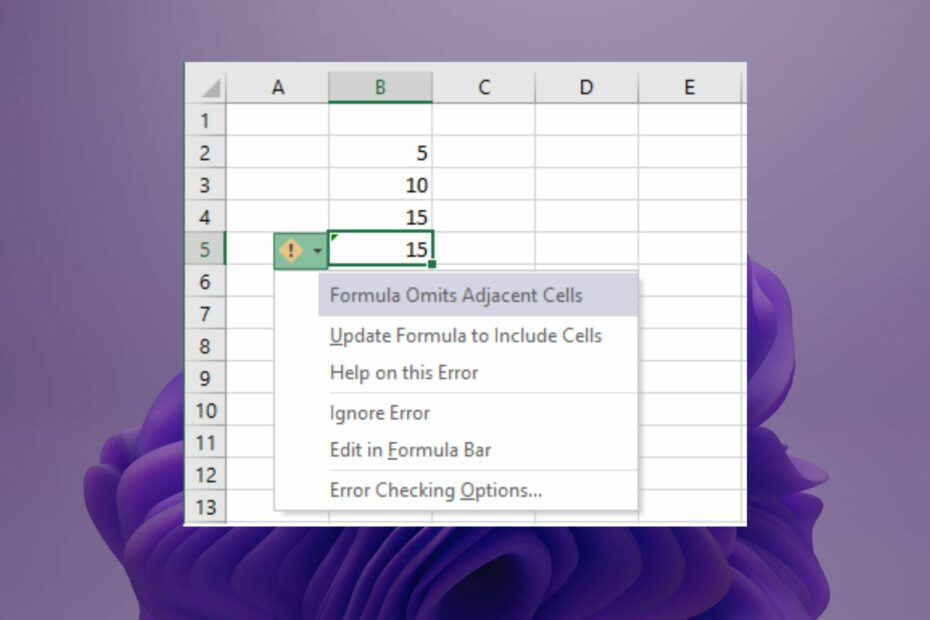 Formula Omits Adjacent Cells Error In Excel How To Fix It