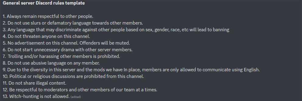 Aesthetic server rules in 2023