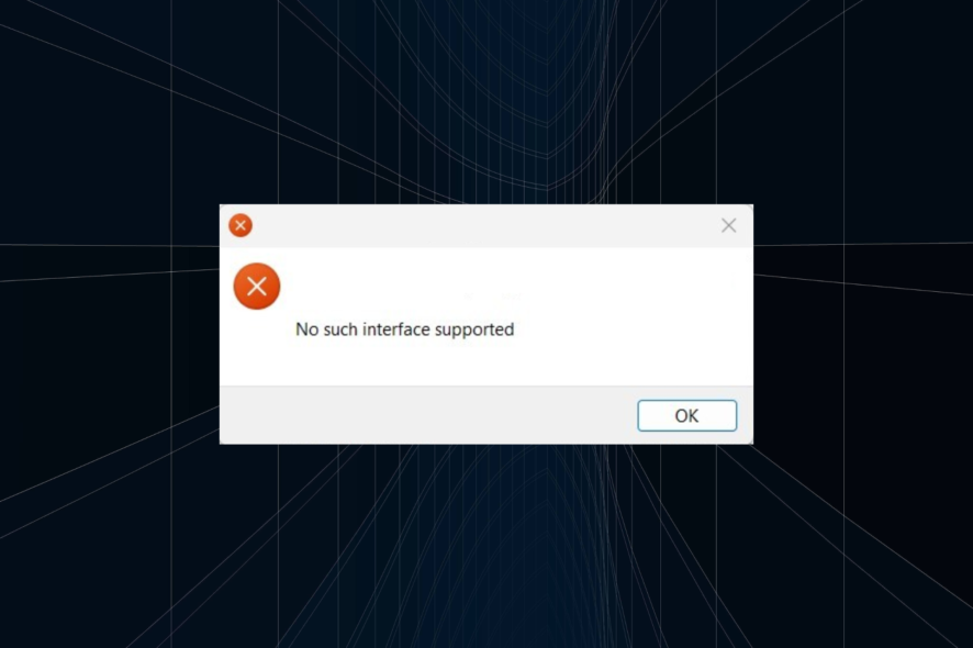 fix No such interface supported error in Windows