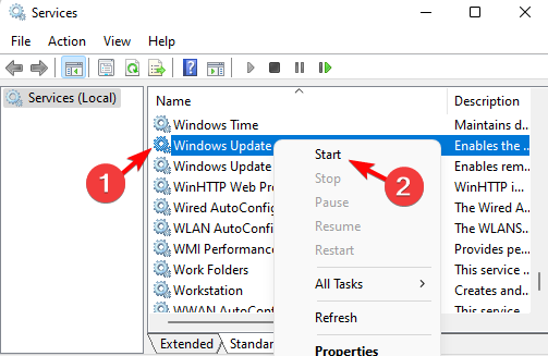 start windows update service
