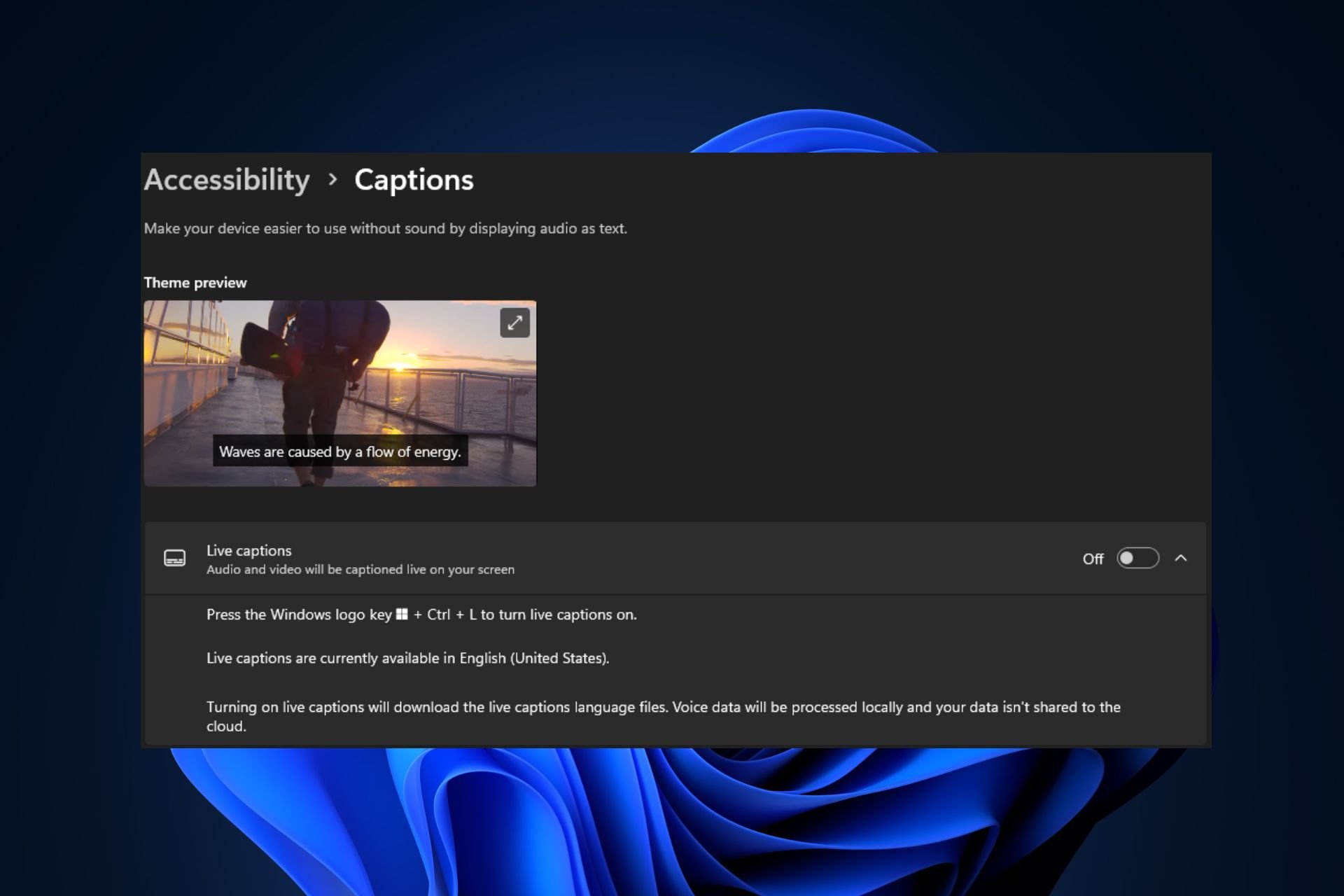 how to turn off live caption on windows 11