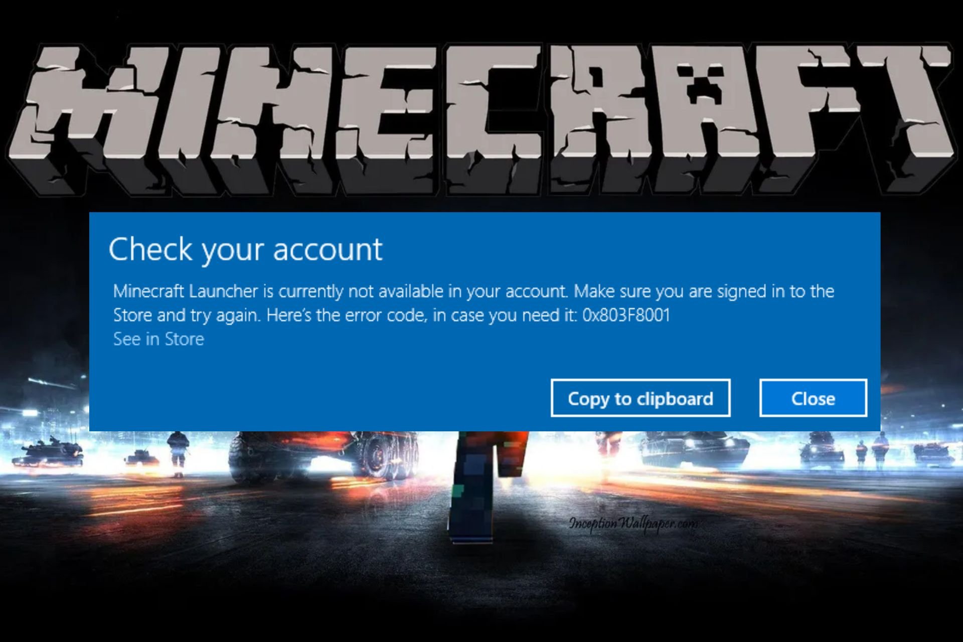 minecraft launcher is currently not available