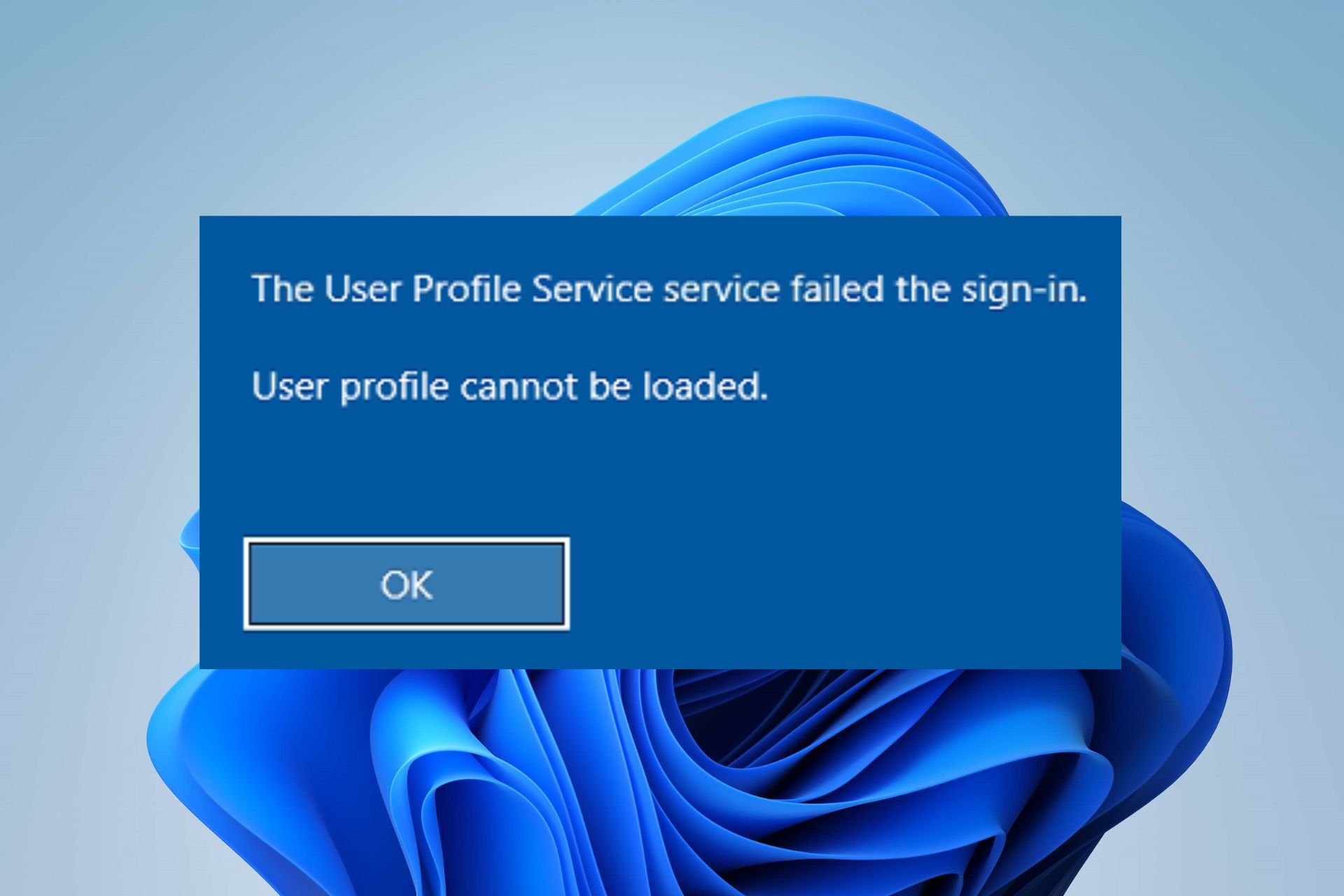 user profile cannot be loaded